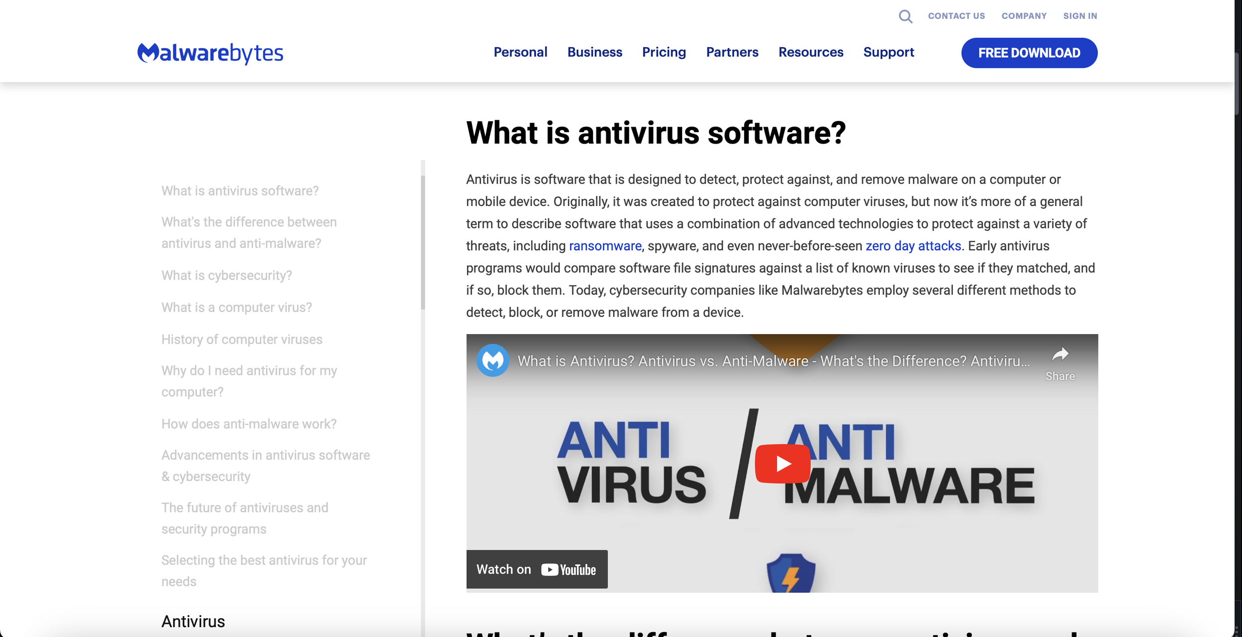 What is antivirus pillar page