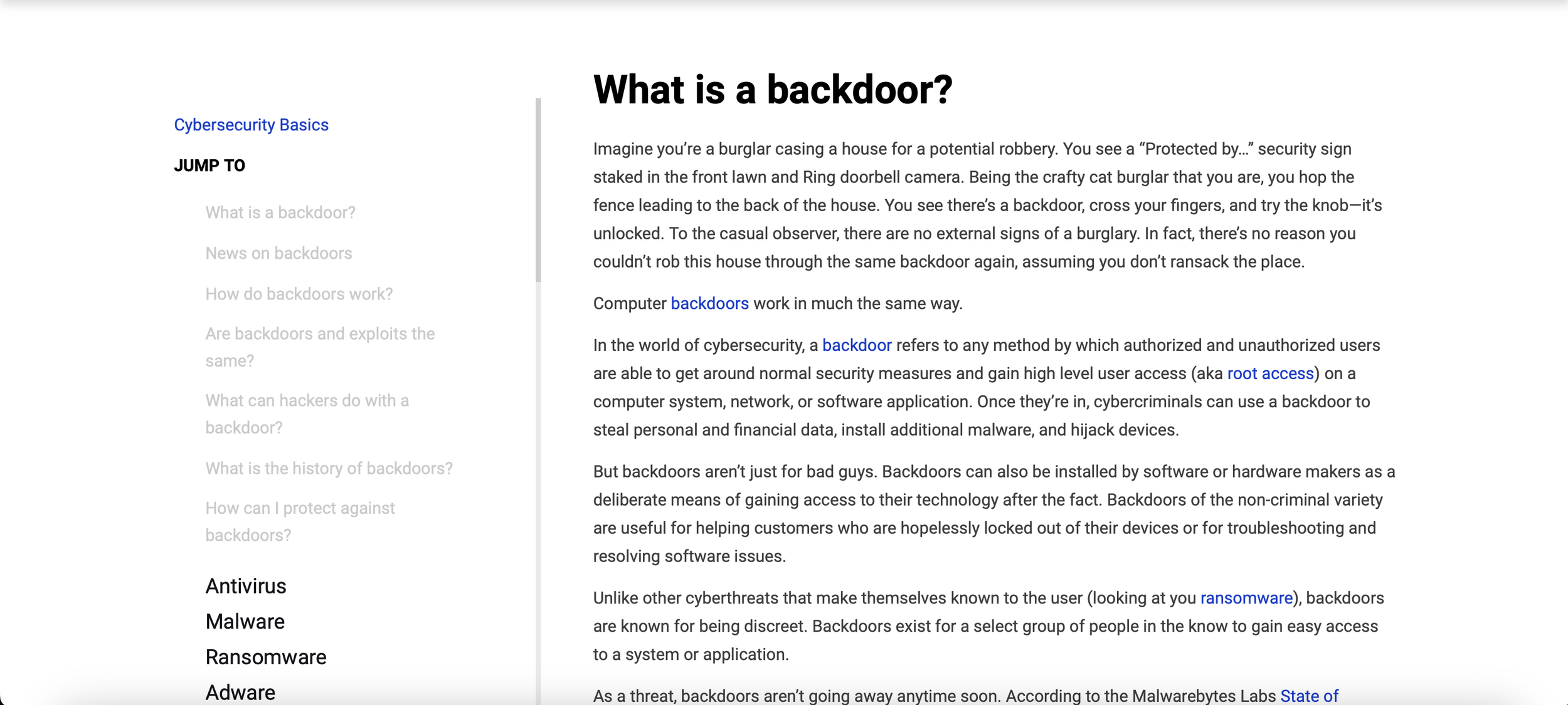 What is a backdoor attack pillar page