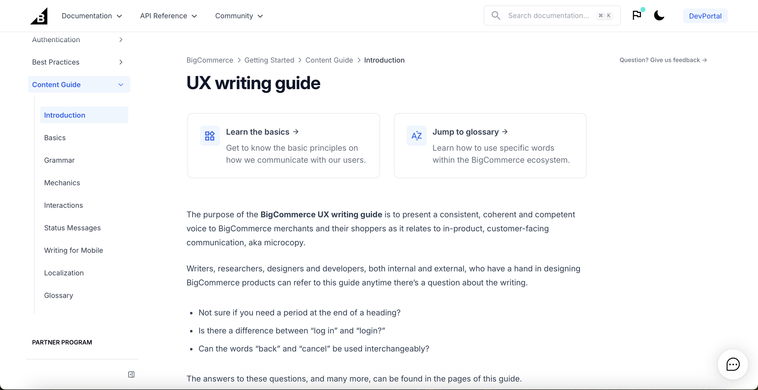 UX writing guide